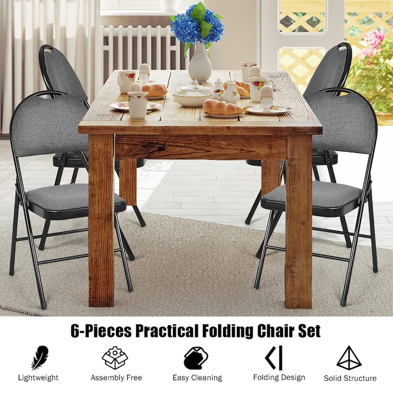 Metal Fabric Padded Folding Chair (Set of 6)