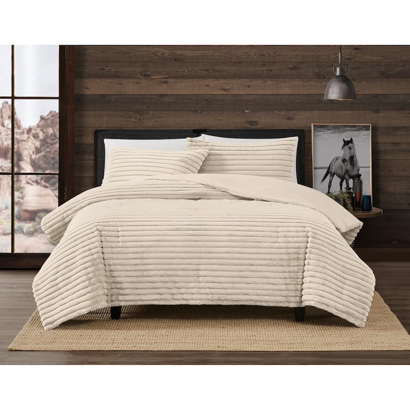 Frye Channel Faux Fur 3 Piece Comforter Set