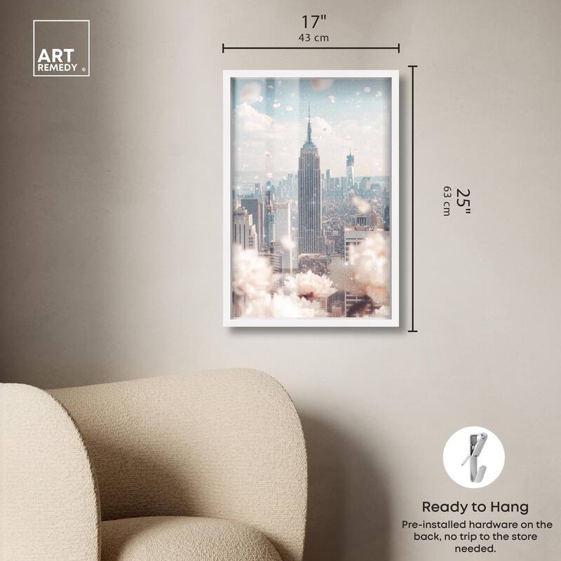 Peonies Over New York Shadowbox by Art Remedy