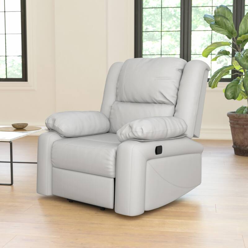 Microfiber Pillow Back Recliner - Cream LeatherSoft