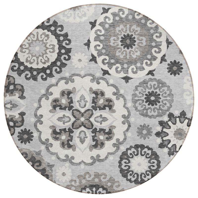 Machine Washable Indoor/ Outdoor Chantille Casual Medallion Rug