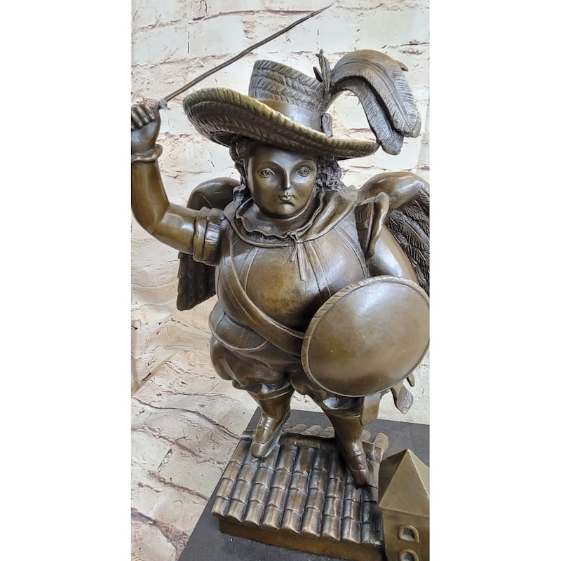 Fancy Large Archangel With Hat By Fernando Botero Bronze Sculpture Figurine