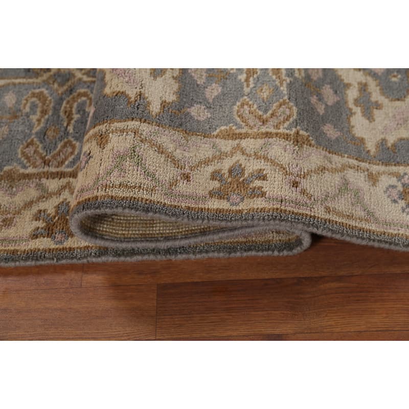 Gray Oushak Oriental Runner Rug Hand-Knotted Wool Carpet - 2'8"x 8'0"