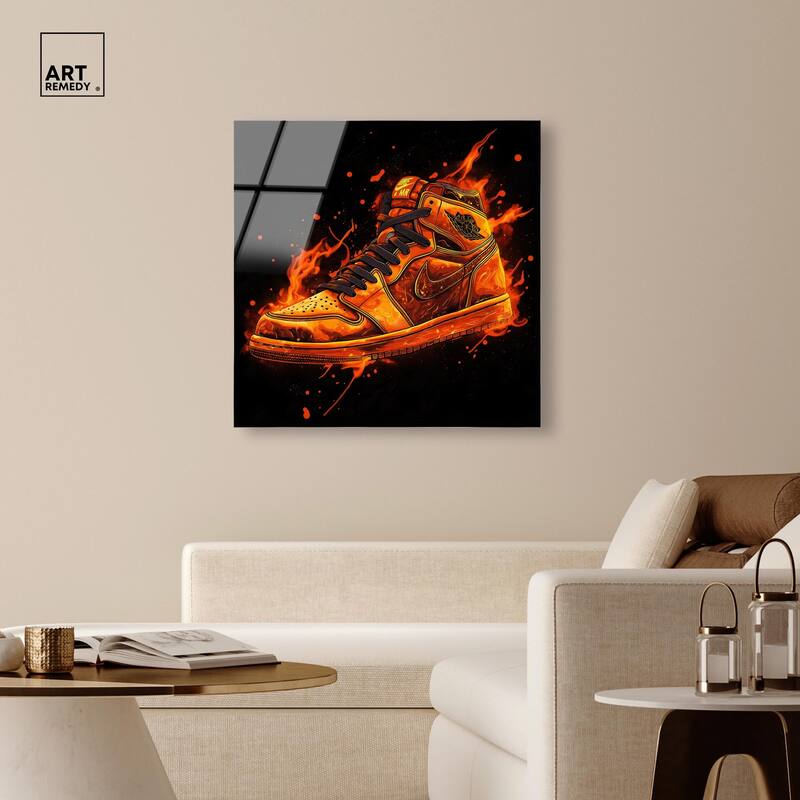 Jumpman on Fire I Acrylic by Art Remedy, Ready to Hang