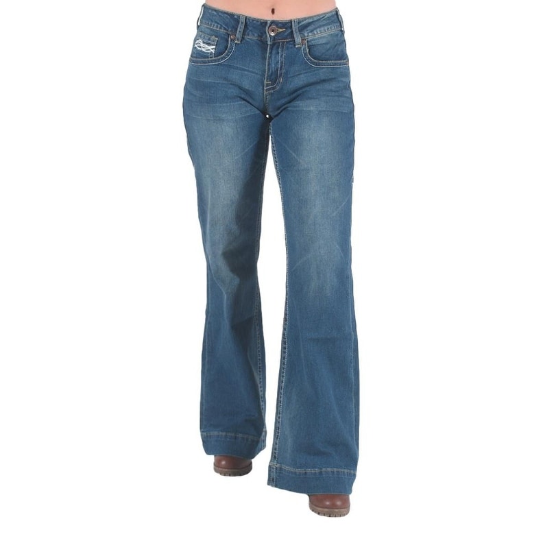 Cowgirl Tuff Western Jeans Womens DFMI Trouser Button Med