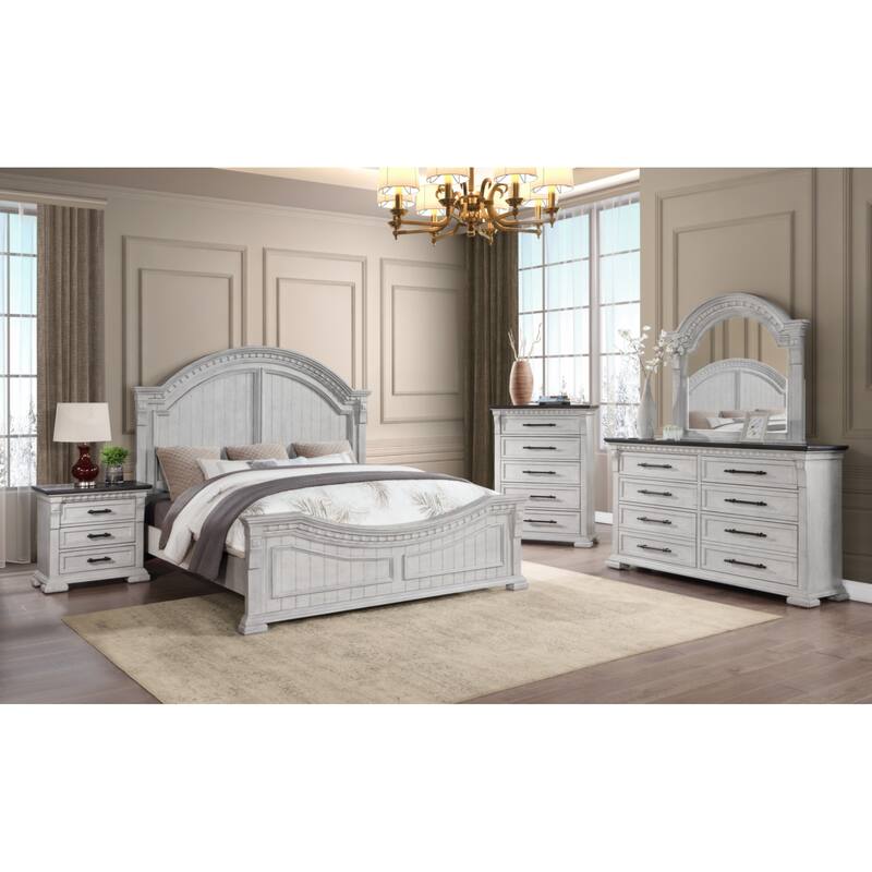 Faith Transitional Style 3-Drawer Night stand Made with Wood in Antique White
