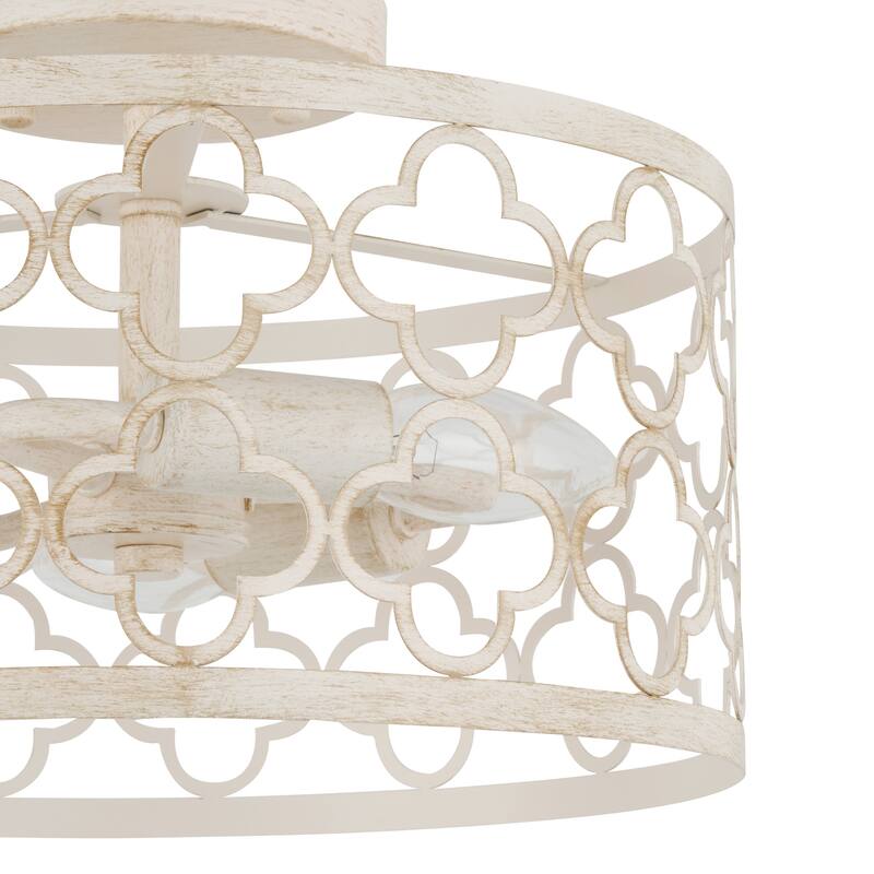 CO-Z 3-Light Vintage Semi Flush Mount Ceiling Light Fixture - Antique White