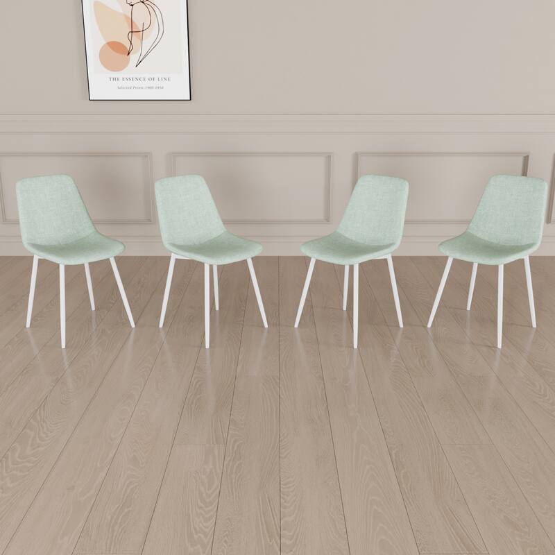 Linen 4 Piece Kitchen Dining Chair Set with Cushions, Metal Legs, Anti Scratch Foot Pads for Dining Room Kitchen Living Room