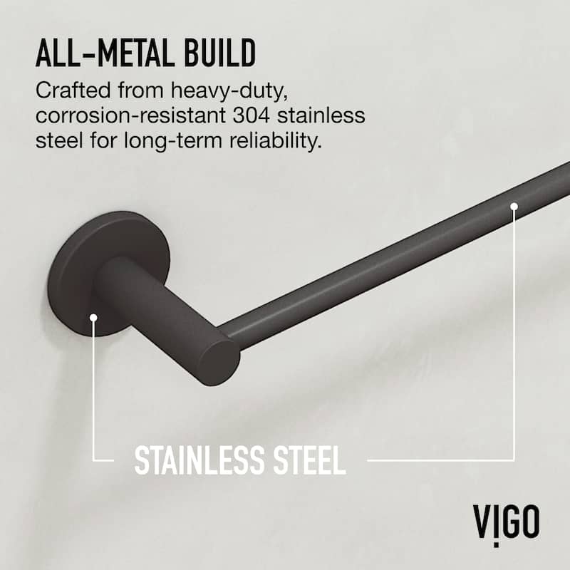 VIGO Cass 4-Piece Bathroom Hardware Accessory Set with 24 in. Towel Bar, Toilet Paper Holder, Hand Towel Holder, Hook