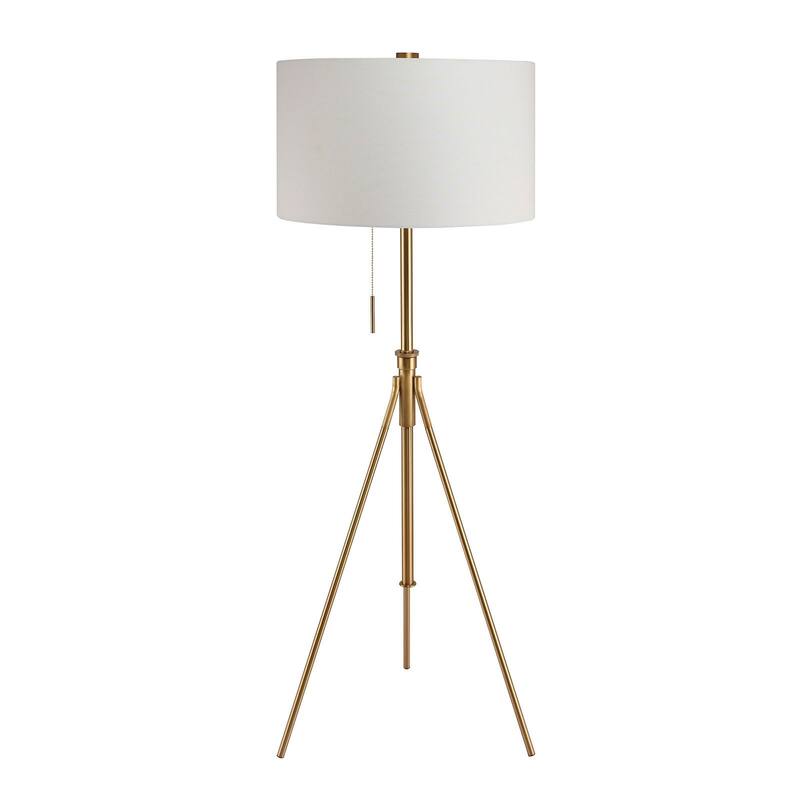 Vintage Look 1pc Floor Lamp Brushed Steel Tripod Legs Unique High Lamp Pull Switch 57"H