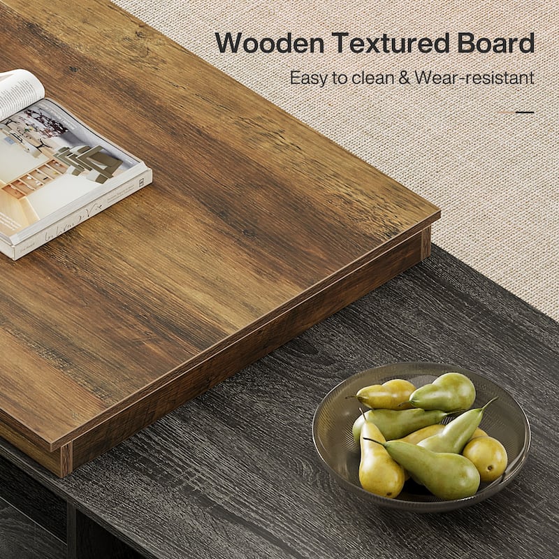 Industrial Expandable Coffee Table with Drawers for Living Room