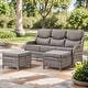 preview thumbnail 54 of 101, Outdoor Sofa with 6-Inch Thick Cushions Furniture for Porch 3PCS Sofa w/ Ottoman - Grey Wicker Grey Cushion