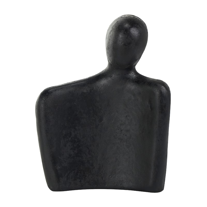 Cream Paper Mache Nesting People Decorative Sculpture with Black Accent Piece (Set of 2)