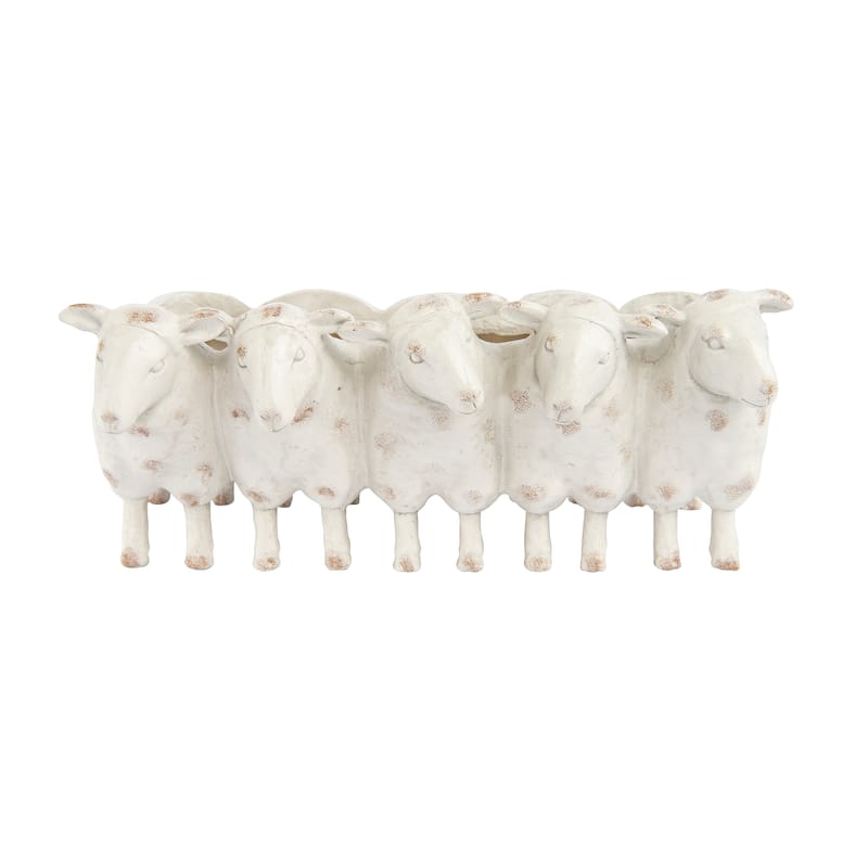 Resin Sheep Planter - Cream