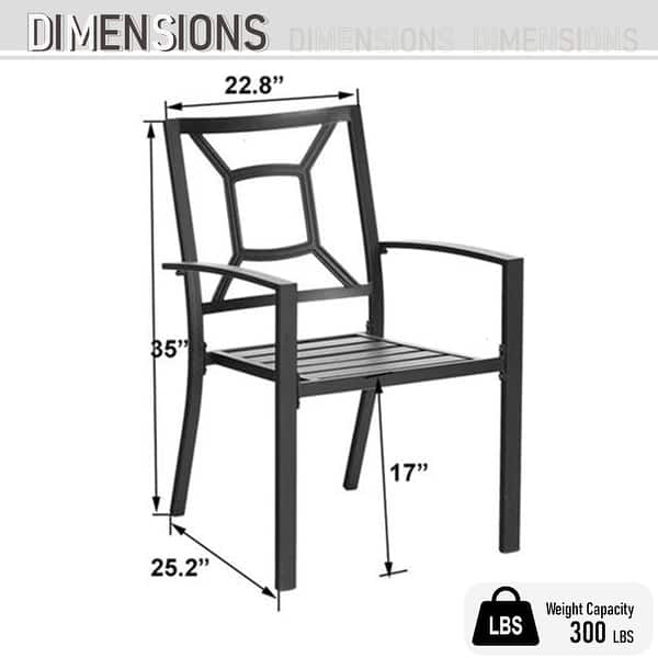 dimension image slide 0 of 4, MAISON ARTS 7-piece Outdoor E-coating Metal Patio Dining Set with Stackable Chairs