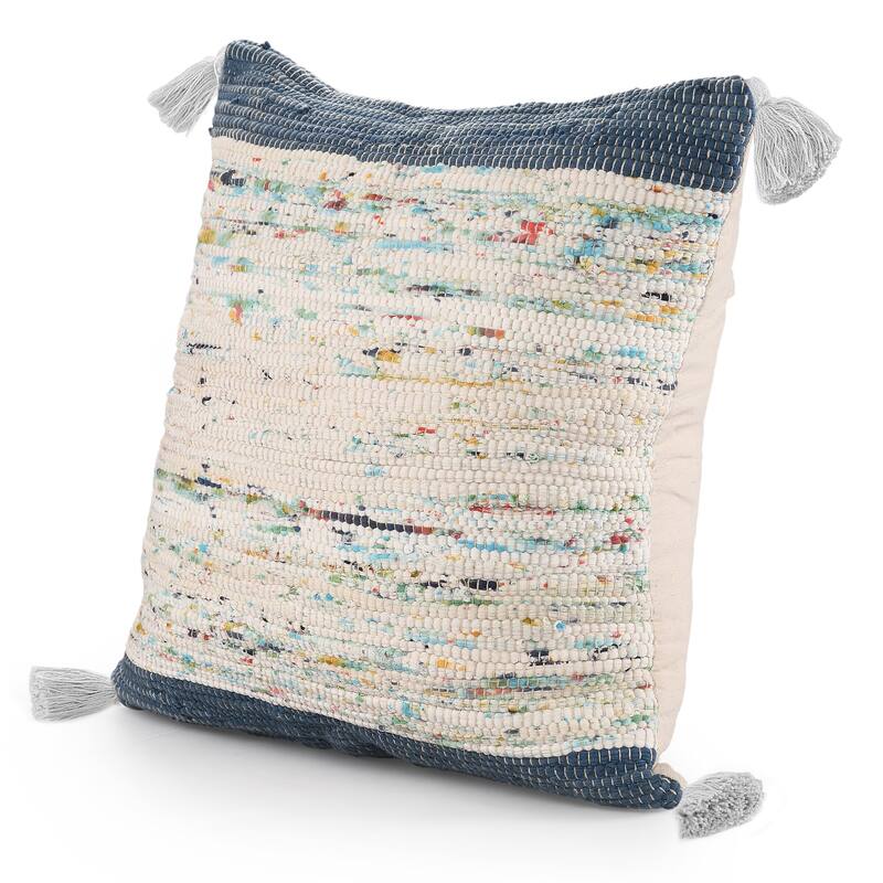 Sevita Handwoven Modern Abstract Cotton Throw Pillow, 20" x 20".