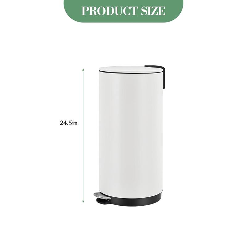 8 Gallon (30L) Step Trash Can, Round Bathroom Garbage Can with Lid and Foot Pedal