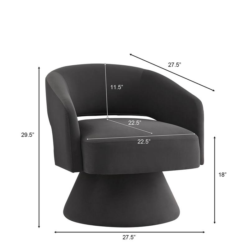 Modern Upholstered Velvet Swivel Barrel Chair with Armrest