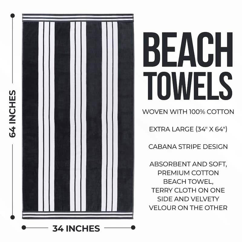 Superior Striped Large Oversized Cotton Beach Towel