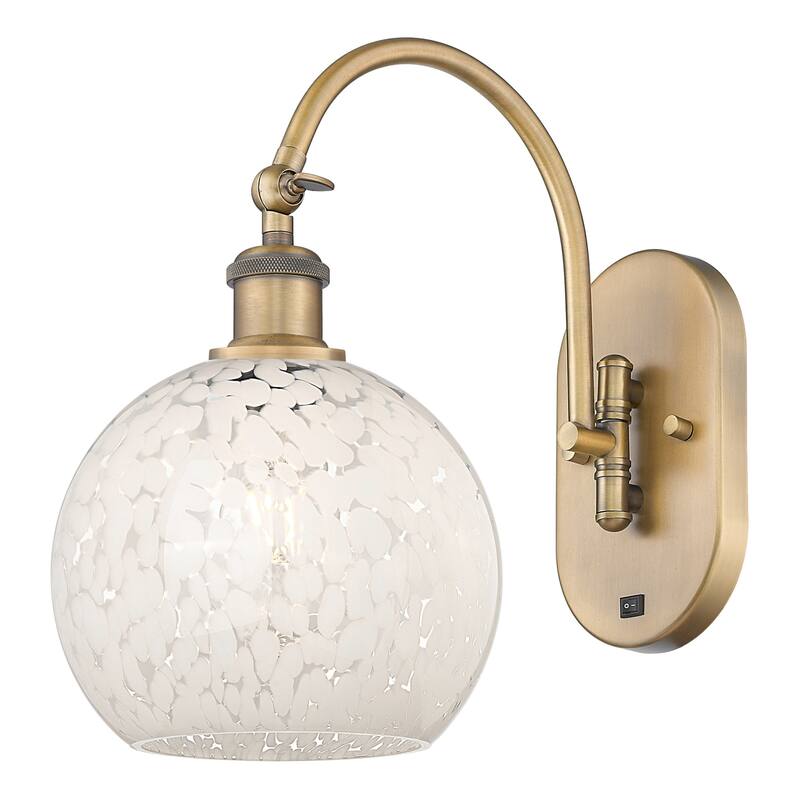 Innovations Lighting 518-1W-14-8-White Mouchette-Indoor Wall Sconce - Brushed Brass / White Mouchette