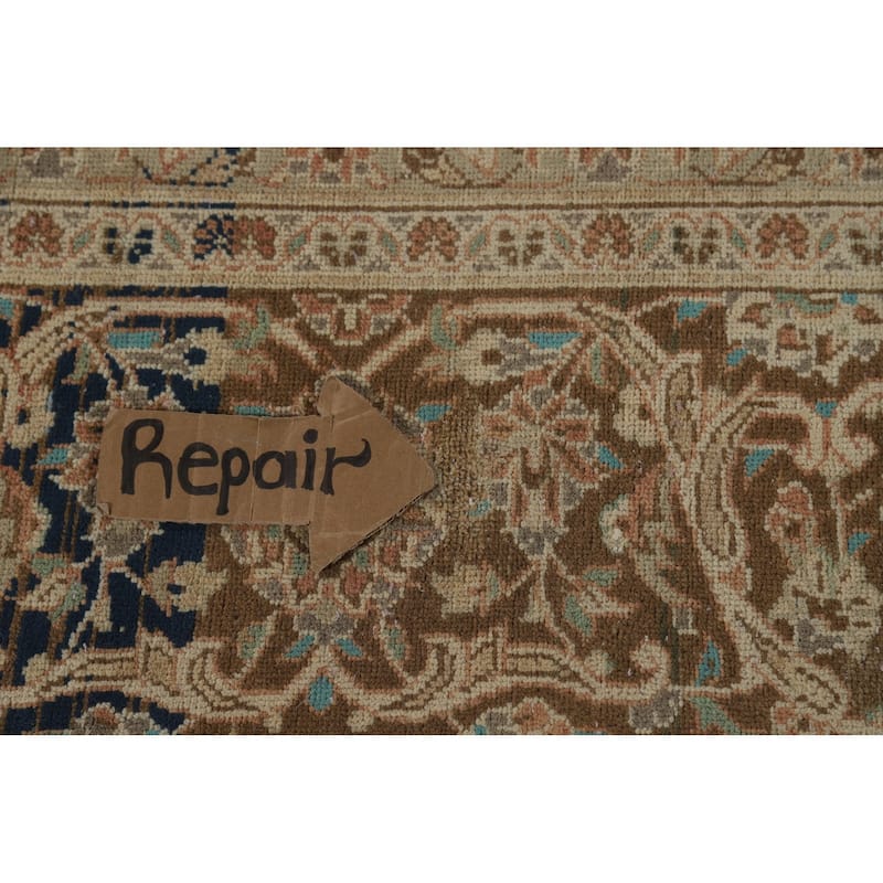 Traditional Mashad Persian Vintage Rug Handmade Orange Wool Carpet - 9'6" x 12'9"