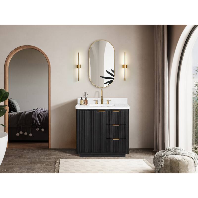 Cadiz Bath Vanity with Composite Stone Top and Mirror