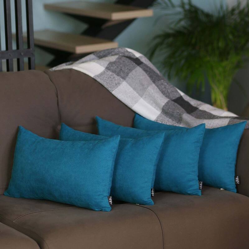 Farmhouse Set of 4 Decorative Throw Pillow Square and Lumbar - 12" x 20" - Tahitian Tide