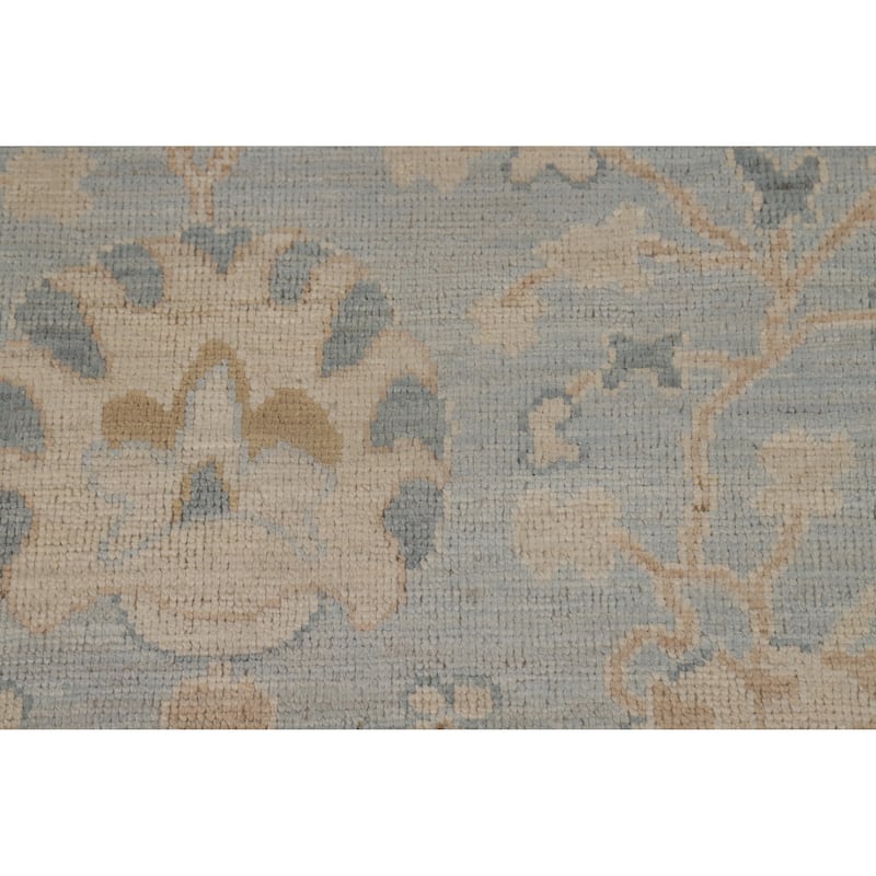 Vegetable Dye Oushak Turkish Rug Hand-Knotted Blue Wool Carpet - 4'11"x 6'11"
