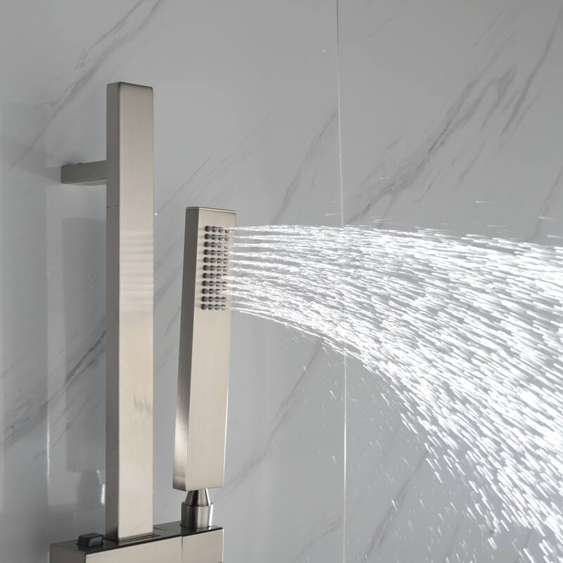 Cero 1-Spray Tub and Shower Faucet Combo with Square Showerhead and Handheld Shower Wand in Chrome - N/A