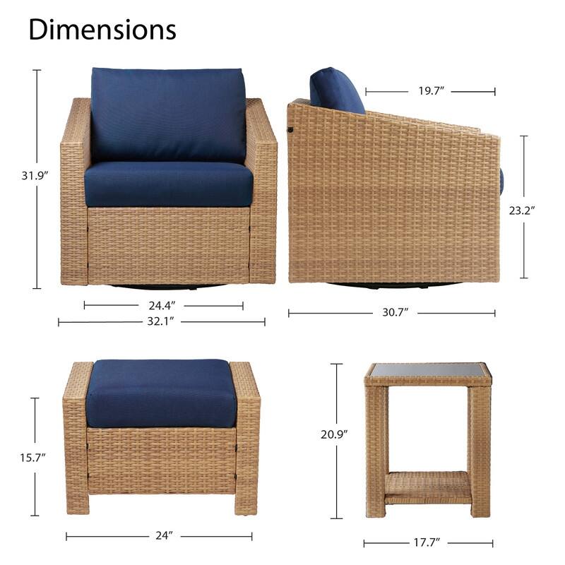 Oakley Outdoor Wicker Patio Furniture Swivel Chair