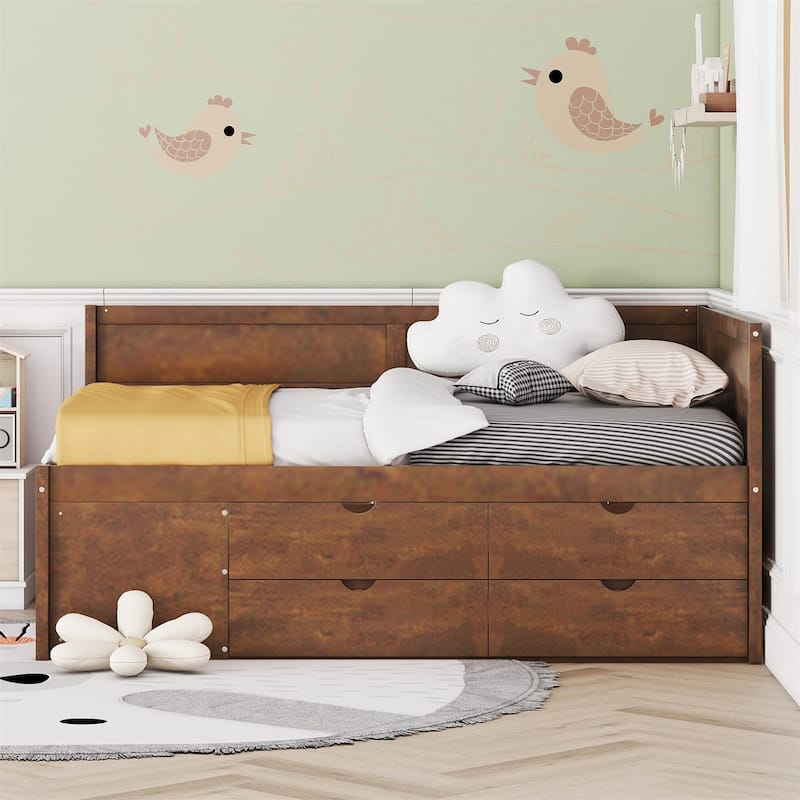 Merax Twin Size Daybed with Drawers and Shelves