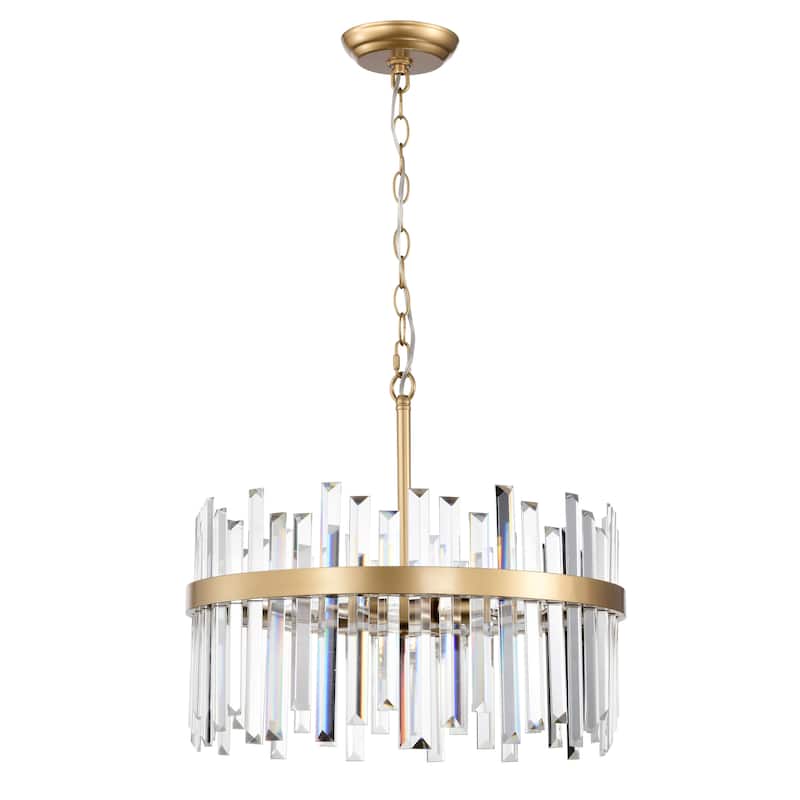 Casandra Glossy Bronze 5-light Drum Crystal Glass Chandelier - 18.5 inches in diameter x 16.5 inches H