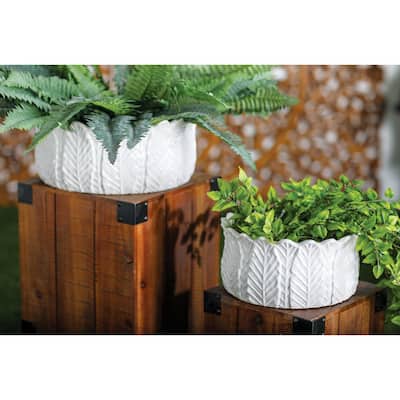 White Ceramic Traditional Planter (Set of 3) - 17 x 16 x 6Round