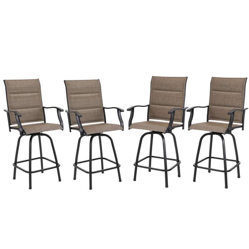 MAISON ARTS Swivel High Back Textilene Sling Fabric Patio Bar Stool Set of 2/4/6