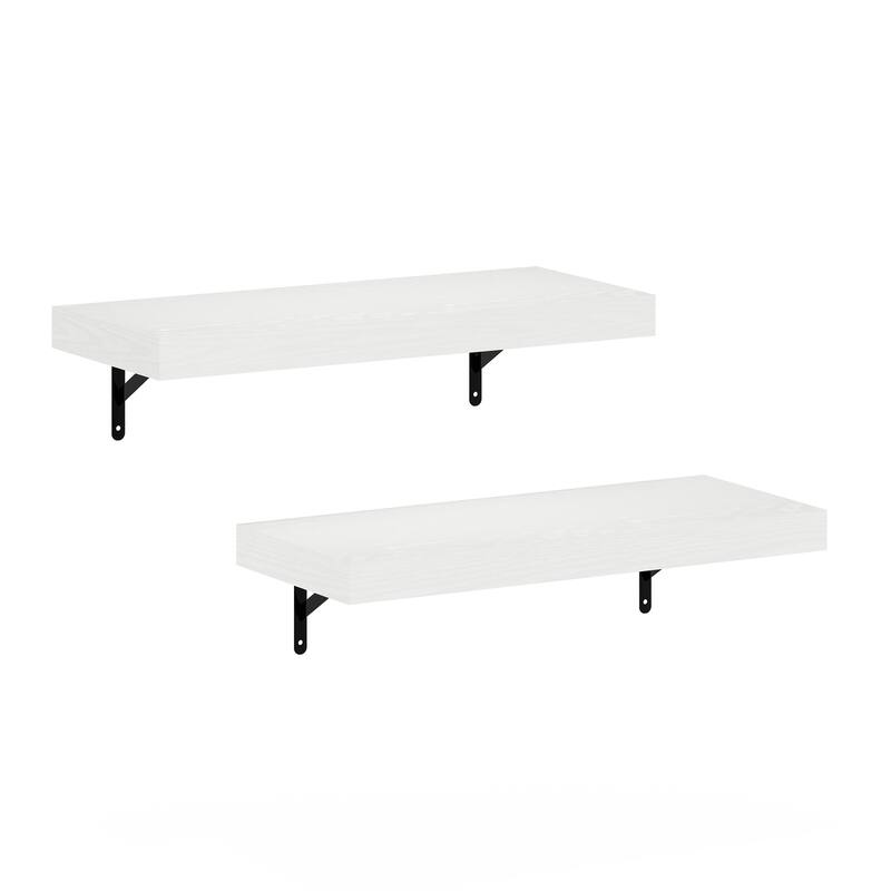 Furinno Tanna 22-Inch Wall Mounted Floating Display Shelves, Natural, Set of 2 - White Texture