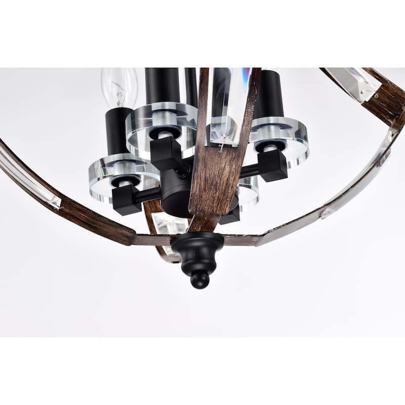 Fabiola 15 Inch Mid-Century Vintage Style Antique Painted Finish Ceiling Crystal Lighted Pendant Chandelier 4-Light - N/A