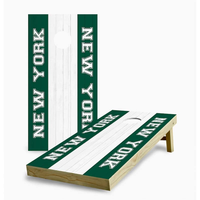 New York Jets Striped Cornhole Game (Choose Wraps or Boards) - 2x4 Boards (24" x 48") - Include Hole Lights