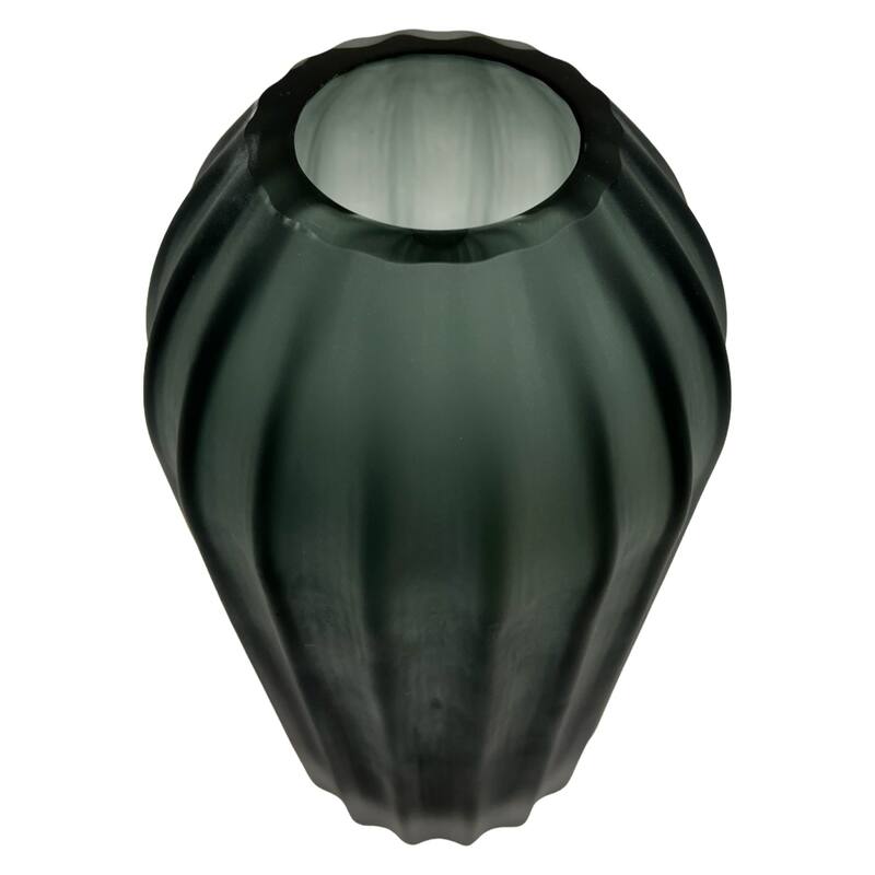 12" High Premium Contemporary Glass Vase in Grayish Blue