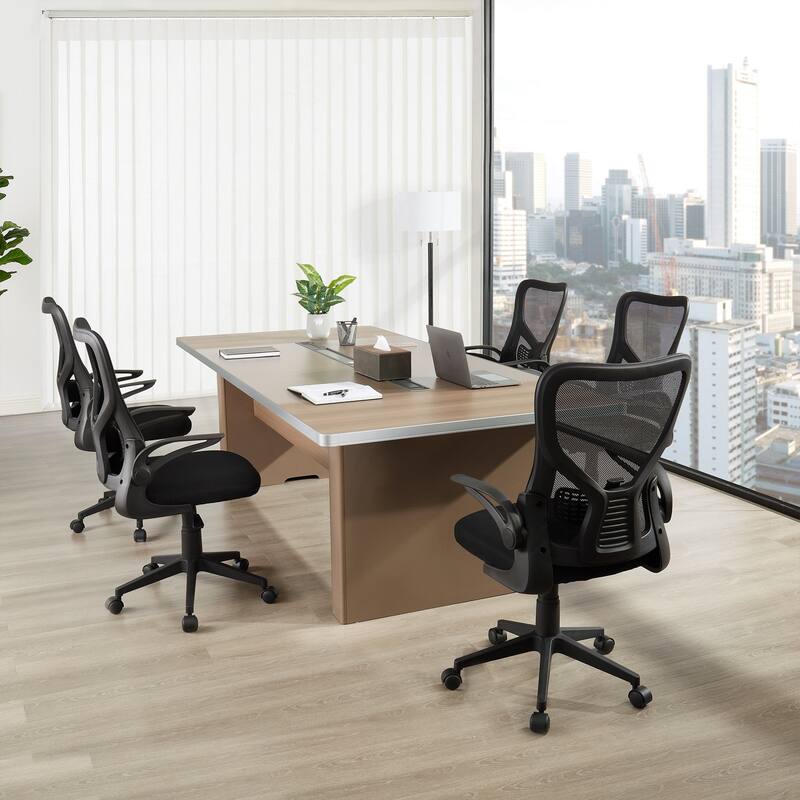 Javlergo Ergonomic Office Chair, Mesh Back Adjustable Height Swivel Computer Desk Chair with Flip-Up Arms and Lumbar Support
