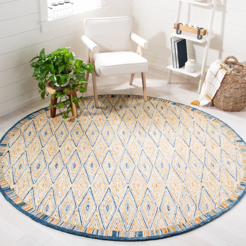 SAFAVIEH Handmade Aspen Lavrenti Boho Tribal Wool Rug - 3' Round - Gold/Rust