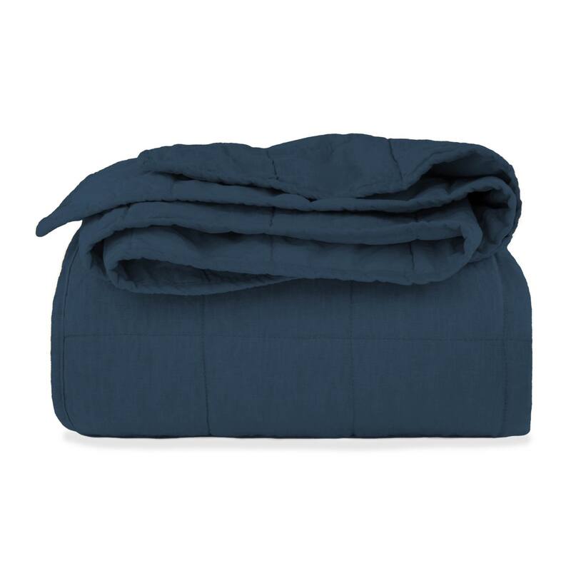 French Linen Box Stitch Quilt by BOKSER HOME - Baltic - Twin - 1 Piece