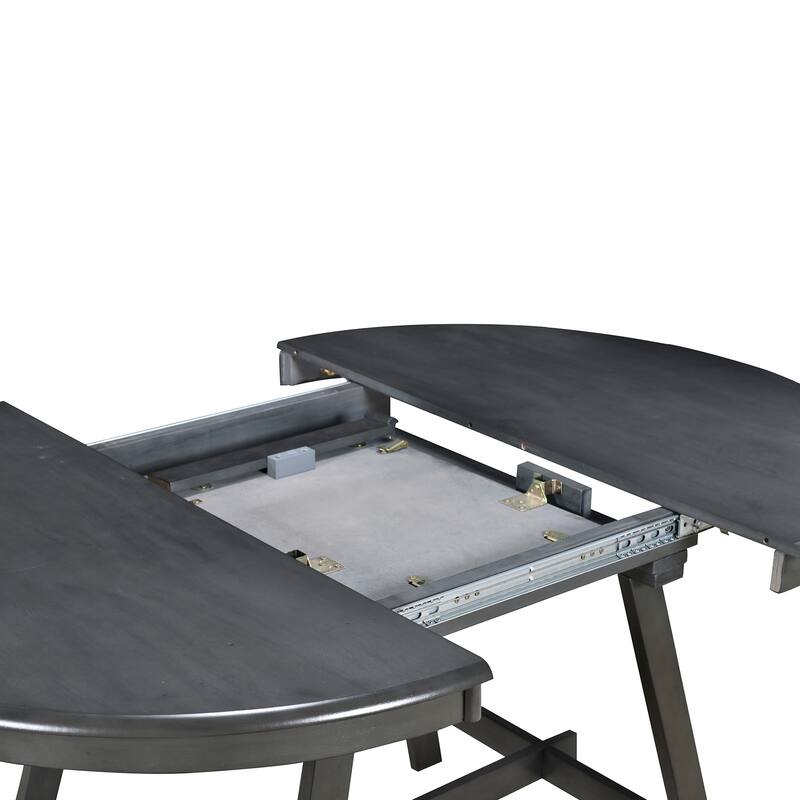 Wood Dining Table Extends From 41.4 " to 56.6", Round Dining Table with Hidden Flip Leaves, Kitchen Table with Rubber Wood Legs