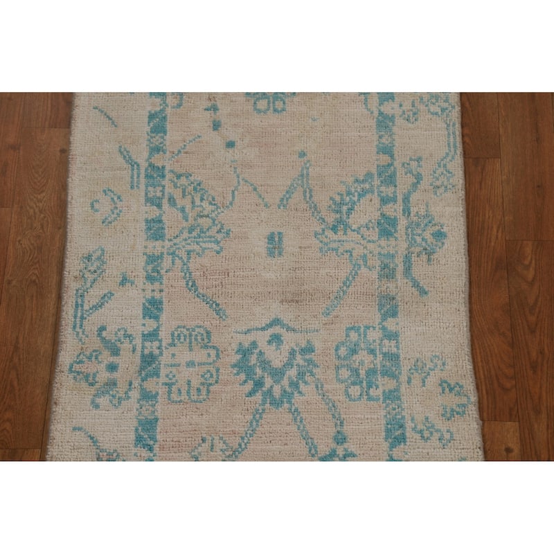 Muted Traditional Oushak Turkish Oriental Wool Rug Hand-knotted Carpet - 2'0" x 3'10"