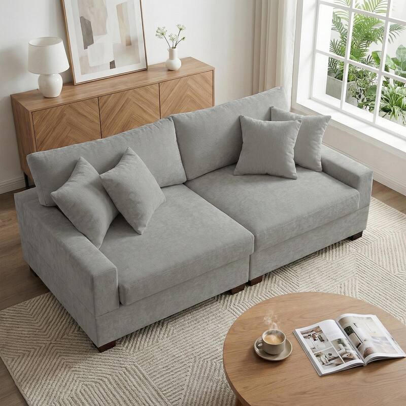 Modern Upholstered Chenille Modular Sectional Sofa with Pillow