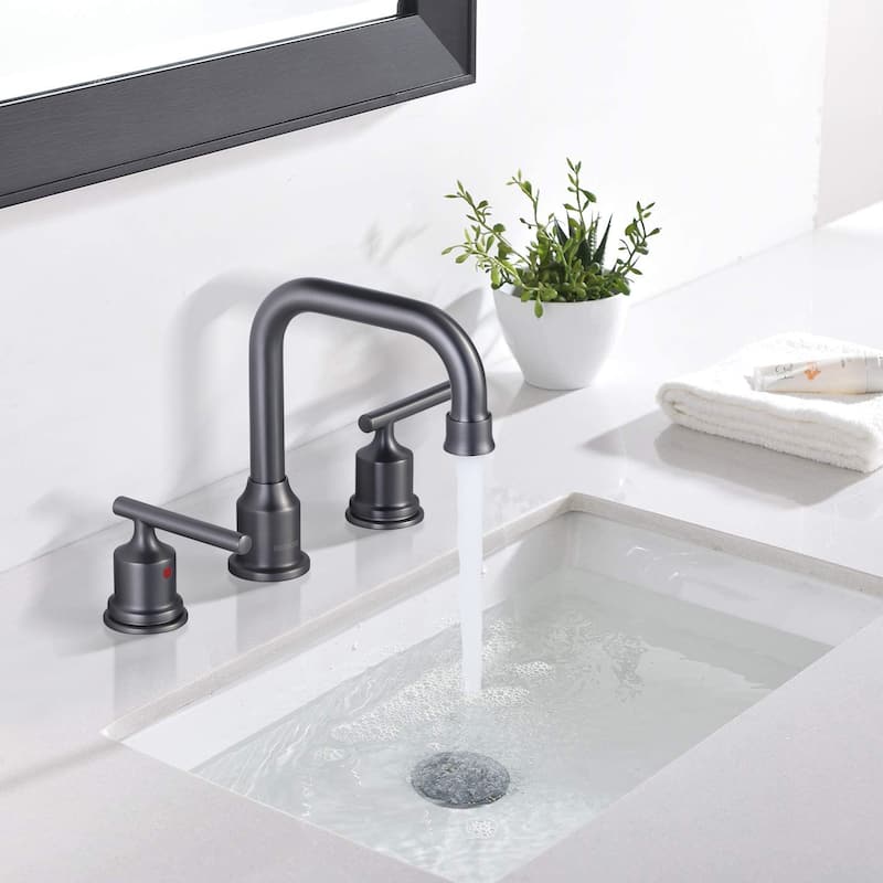 WOWOW Double Handle 8 in. Widespread Bathroom Sink Faucet