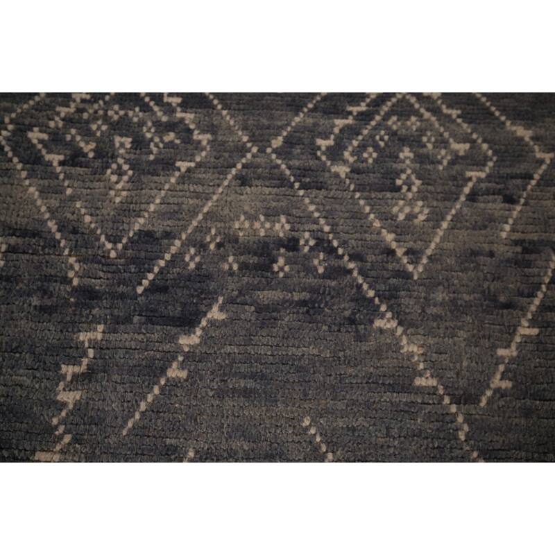 Blue & Gray Moroccan Area Rug Hand-Knotted Wool Carpet - 5'11"x 10'0"