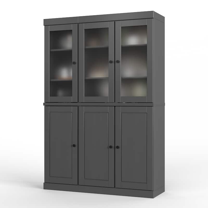 Palace Imports 100% Solid Wood 48.5" Pantry China Cabinet with Frosted Glass, Solid Wood Doors and 2-Drawers