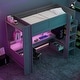 preview thumbnail 2 of 4, Twin Size Wood Gaming Loft Bed with Desk, Shelves, LED and Charging Station