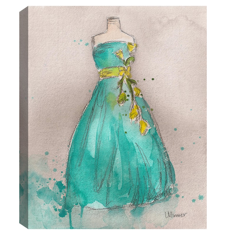 Aqua Dream, Little Blue Dress, Emerald Green, White Dress by Lauren Maurer Canvas Art Prints