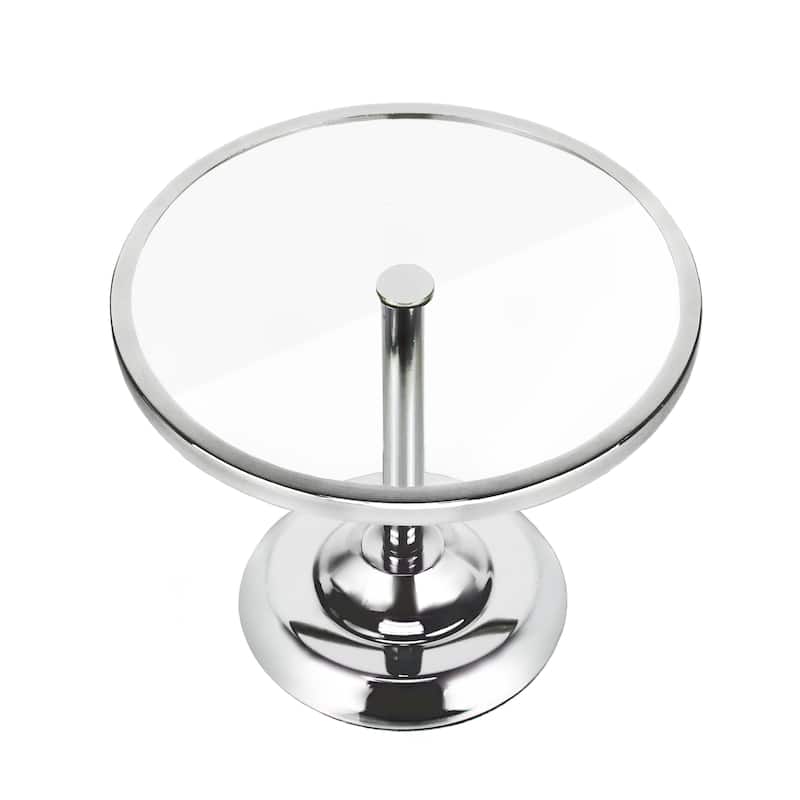 Silver Round Glass Top Cake Stand Dessert Display